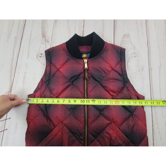 Eddie Bauer Women’s 1936 Skyliner Down Goose Vest Black/Red Plaid Quilted Size L - Picture 11 of 12